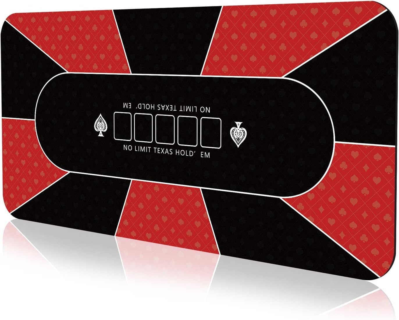 TourKing Professional Poker Mat 180 x 90 cm, 10 Player Portable Rubber Texas Hold'em Poker Table Top Layout w/Carrying Bag for Poker Games, Blackjack (Red)
