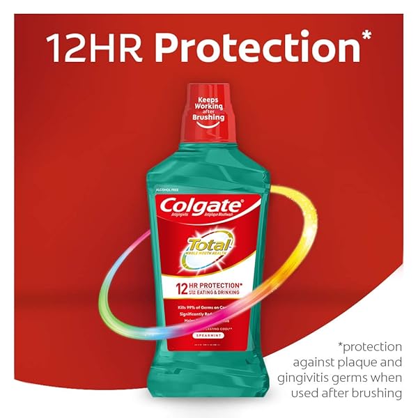 COLGATE TOTAL PRO-SHIELD ALCOHOL FREE MOUTHWASH, SPEARMINT – 500ML, 16.9 FLUID OUNCE