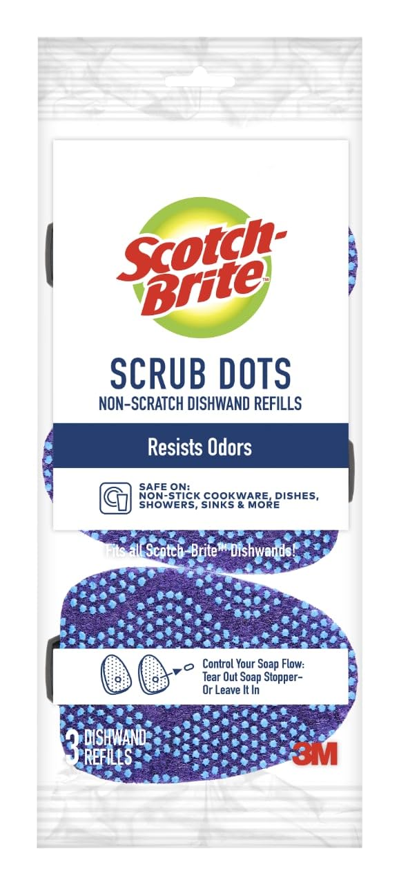 Photo 1 of Scotch-Brite Scrub Dots Non-Scratch Dish wand Refills, Dish wand Refills for Cleaning Kitchen, Bathroom, and Household, Non-Scratch Refills Safe for Non-Stick Cookware, 3 Dish wand Refills