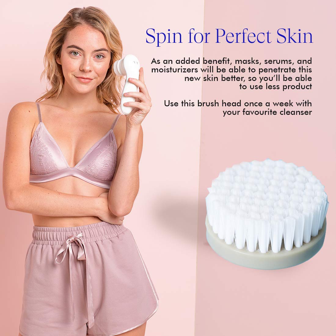 Vanity Planet Replacement Exfoliating Facial Brush Head compatible with Spin for Perfect Skin, Water Resistant, Quick-Drying, Replacement Exfoliating Brush: Beauty