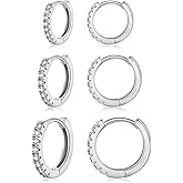 3 Pairs Gold Hoop Earrings Set 14k Gold Plated Huggie Silver Hoop Earrings Hypoallergenic Everyday Jewelry for Multiple Piercing for Women