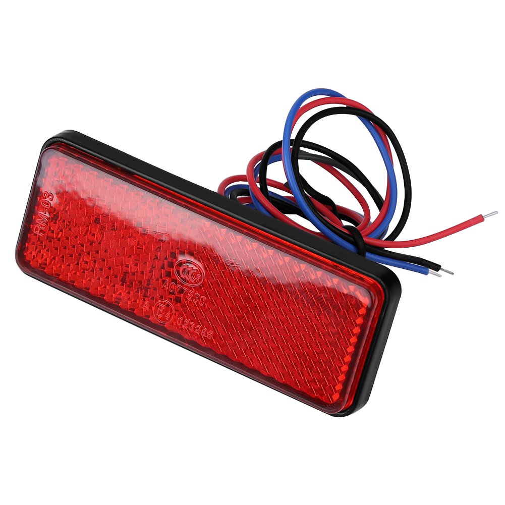 Keenso 12V 24 LED Motorcycle Tail Light Turn Light, Universal Tail Brake Stop Lamp Light Rectangle for Scooters ATVs Moped Tricycles(Red)