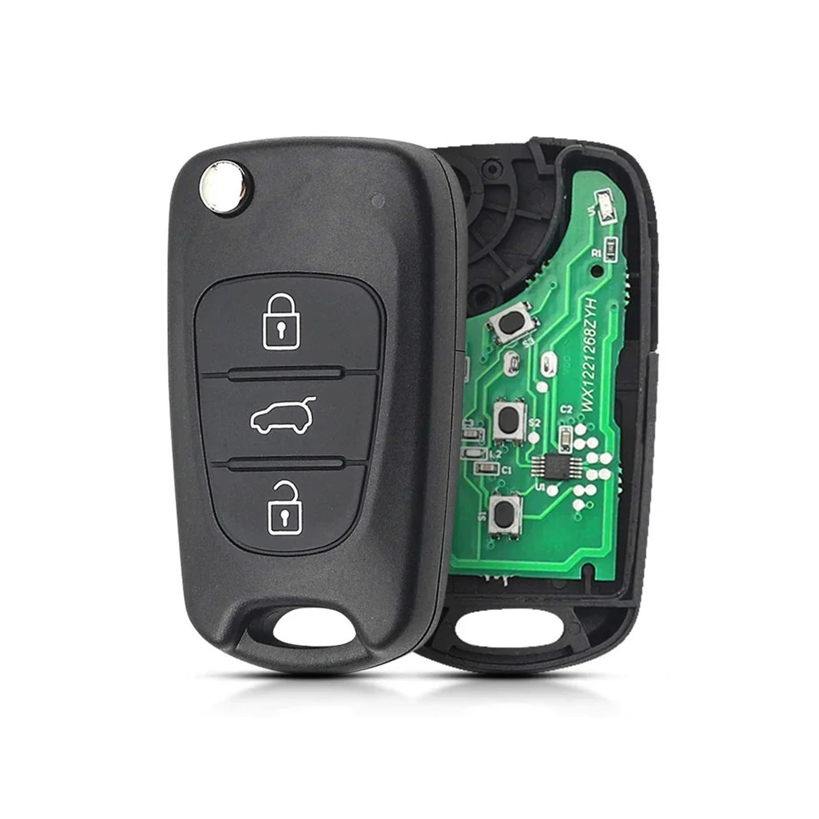 Lizbn 3 Buttons Remote Control Key Fob Folding Hyundai i30 Replacement Key Fob Kia Sportage Key Cover for Hyun-dai i20 i30 i35 Kia K2 K5 Sorento Sportage Elantra with Blade 433MHz ID46 Chip
