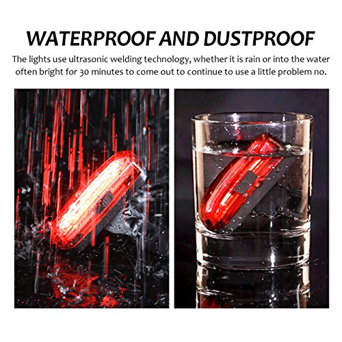 W WHEEL UP Bike Taillight IPX6 Waterproof Riding Rear light Mini LED USB Chargeable Mountain Bike Cycling Light Tail-lamp 6 Light Mode Options Safety Warning Light - Thumbnail 3