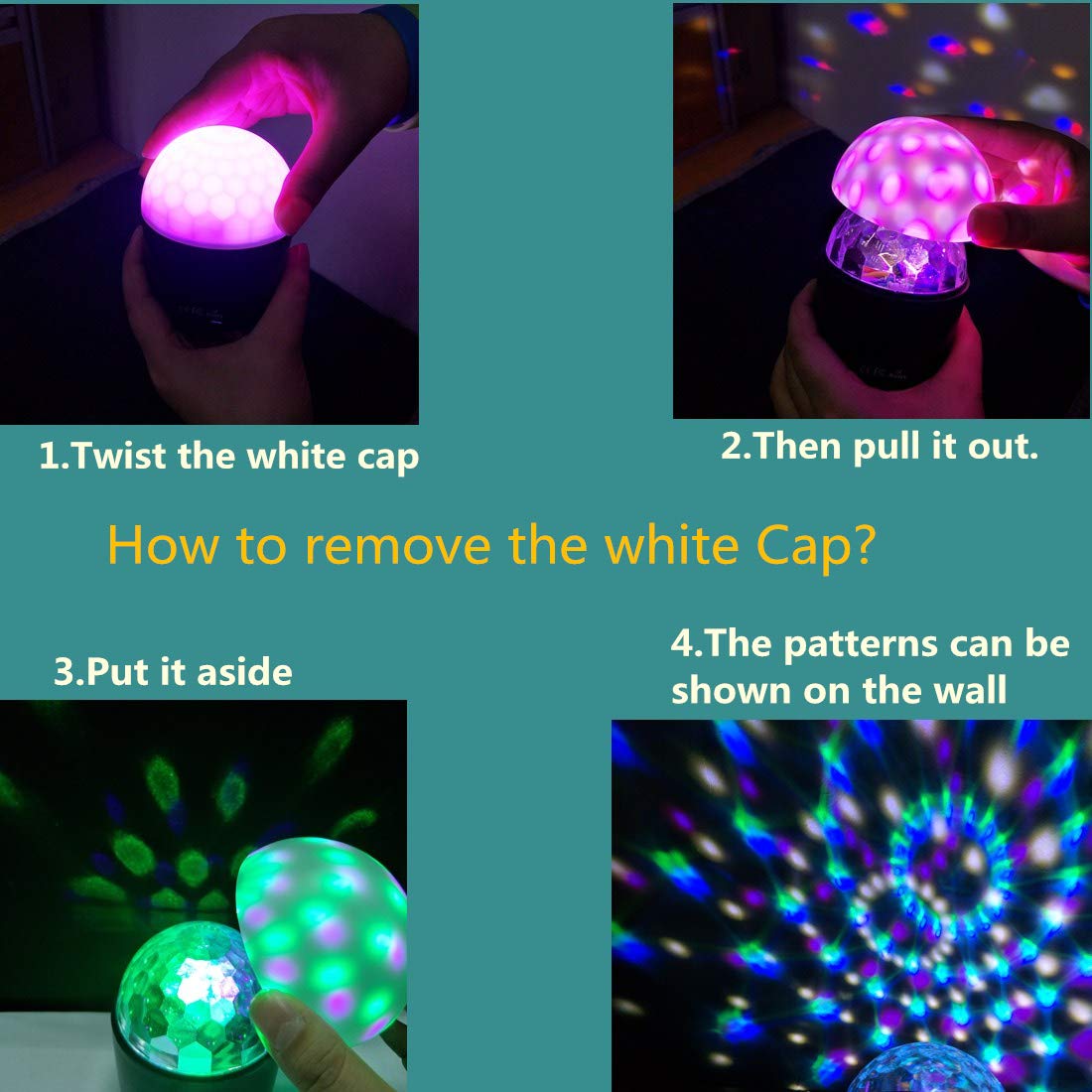 Disco Ball Lights Party Projector LED Magic Crystal Stage DJ Light Strobe 6 Colors Music Activated Remote Control Rotating Birthday Parties Pub Decoration Wedding Celebration KTV Bar(6 Colors)