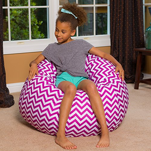 Posh Beanbags Bean Bag Chair, Large38in, Pattern Chevron Purple and