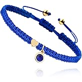 Birthstone Bracelet Gold Heart Charm Bracelet Luck and Protection Bracelet Handmade Adjustable Rope Bracelets for Girls Boy Mom Birthday Gifts