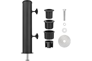 SLIIMU Universal Granite Umbrella Stand Tube Outdoor,Outside Stone Umbrella Stainless Steel Tube Base,Heavy Duty Marble Flag Pole Stake Holder,Table Umbrella Tube Bracket,DIY Umbrella Tube Mount-Black