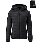 Gihuo Women's Packable Lightweight Hooded Puffer Jacket Quilted Winter Outdoor Jacket with Storage Bag