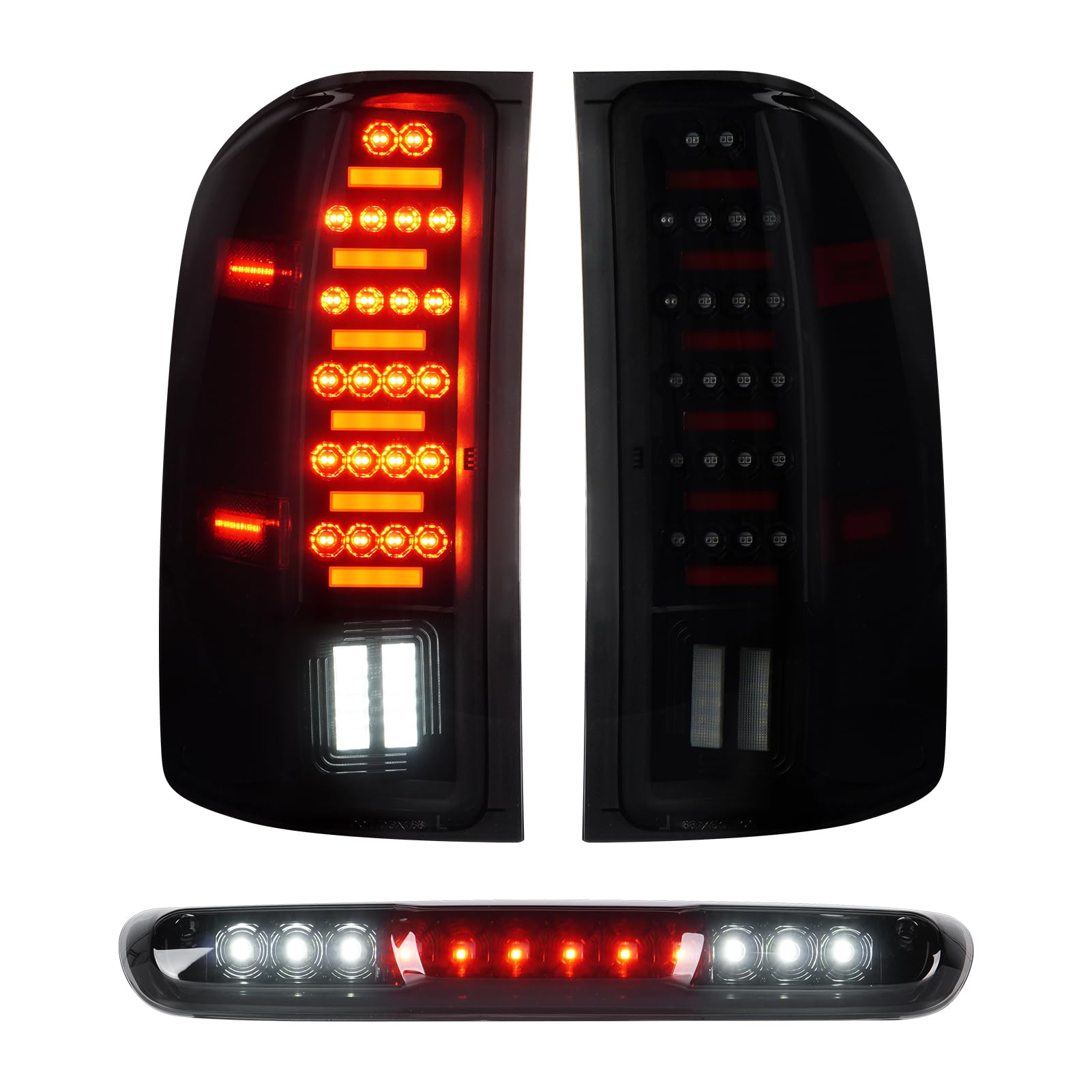 Photo 1 of TailLight + 3rd Brake Cargo Lamp for Chevy Silverado 1500 2007-2013, Silverado 2500 3500 2007-2014, GMC Sierra 3500 HD 2008-2014, High Mount Stop Light Rear LED Tail light, Only for 3157 Bulb
