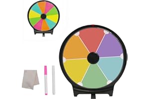iElyiEsy Spinning Prize Wheel Tabletop Spin Wheel for Prizes with Stand, Erasable Surface for Trade Show Carnival Party Fortune Game (10 INCH)