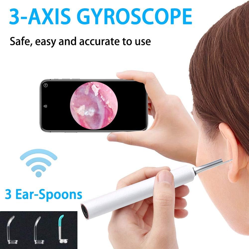 BEBIRD Ear Wax Removal Endoscope Otoscope, Earwax Remover Tools, Scope, with 1080P FHD Camera, 6 Led Lights, Wireless Connected, Compatible with iPhone, iPad, Android Smart Phones & Tablets (White) : Electronics