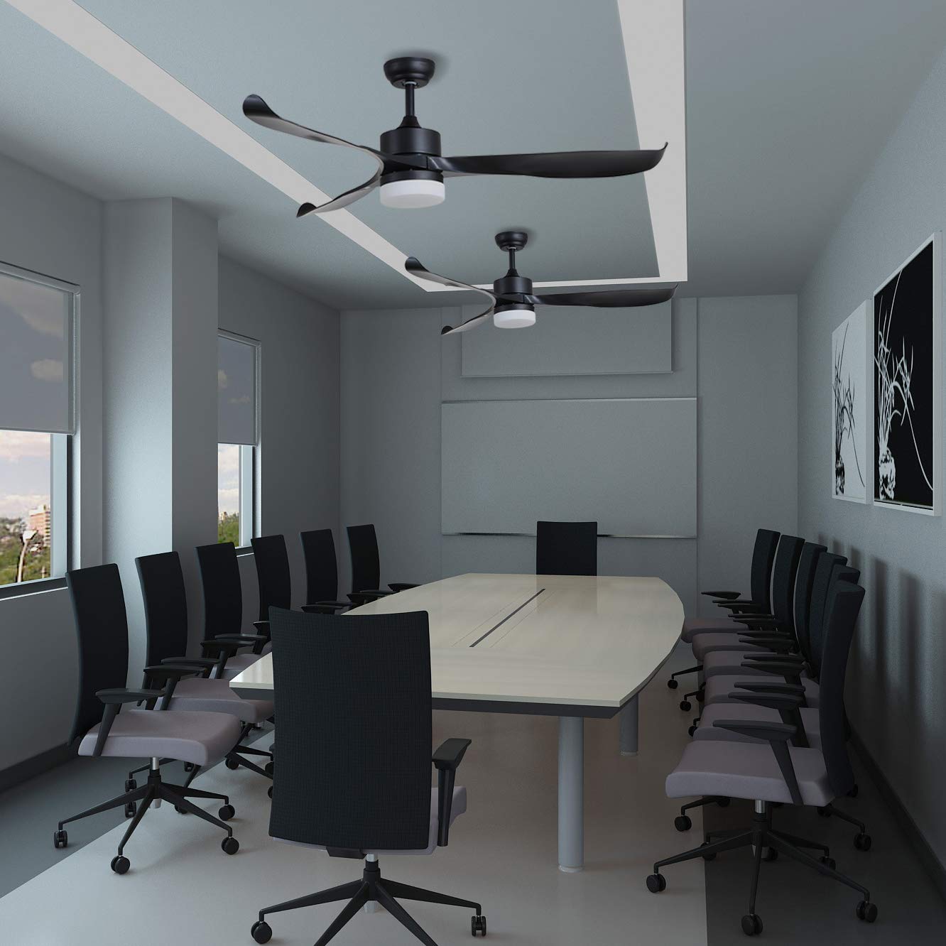 Indoor Ceiling Fan with LED Light and Remote Control, Noiseless and Reversible, DC Motor Ceiling Fan Light for Bedroom Living Room Dining Room (56inch, Black)