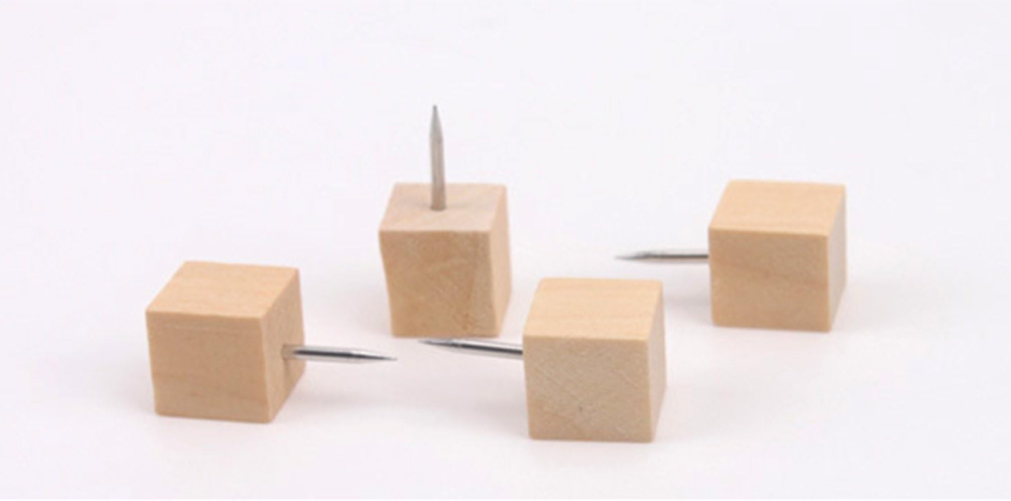 Pack Of 10pcs Sturdy Wood Head Push Pins Thumb Tacks Decorative Home Office Novelty Style Square