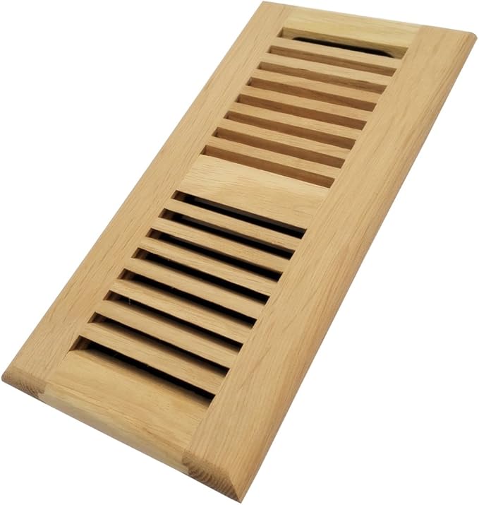 Homewell 4" x 10" Solid White Oak Wood Vent Cover Floor Register