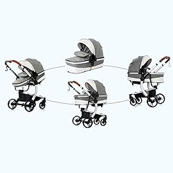 Aveainelle PU Leather 2 in 1 Baby Stroller with