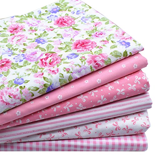 iNee Pink Fat Quarters Fabric Bundles, Quilting Fabric for Sewing Craft, 18