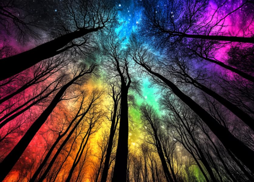 1000 Piece Jigsaw Puzzle for Adults, Vibrant Colorful Sky Silhouette Trees Landscape Puzzle, 28x20 Inch challenging Abstract Art for Relaxation, Home Decor