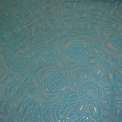 Peacock Sphere Embossed Faux Leather Vinyl Upholstery Fabric By the Yard 55 Wide