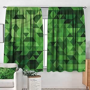 Sanring Cortinas para habitación con diseño geométrico de Mosaico Verde