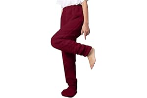 Fleece Pajama Pants for Women with Foot Cover Winter Soft Warm Pajamas Bottoms Casual Fuzzy Pjs Trousers Sleepwear