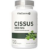 VitaCosmoX Cissus Quadrangularis Extract, 8000 mg Maximum Strength, 120 Veggie Capsules 100% Vegetarian, Non-GMO & Gluten Free