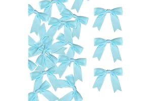 Meseey 100 Pcs Satin Ribbon Bows with Twist Tie 2.5 Inch Baby Blue Pretied Premade Colored Craft Bows for Gift Wrapping Basket Wedding Baby Shower Brithday Party (Baby Blue)