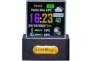UOYOTT Geek-Magic Mini 3D Hologram Cube Display,Smart Weather Station Digital Clock,GIF Animation Creative Gift Cool Desktop Decor Flexible Display with Custom Photo Album,WiFi,Real-time Weather,Time Display