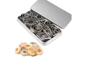 Mini Cookie Cutter Shapes Set - 30 Small Molds to Cut Out Pastry Dough, Pie Crust & Fruit - Tiny Stainless Steel Metal Stamps