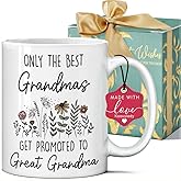 Only The Best Grandmas Get Promoted to Great Grandma Mug 11 Ounce, Pregnancy Announcement for Great Grandma, New Great Grandmother Gifts, Grandmas Birthday Mug