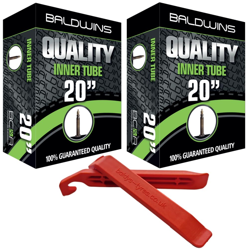 Baldwins Bike Inner Tube 20 x 1.75 to 2.125 Presta Valve & BALDY'S TYRE LEVER (Pack of 2)