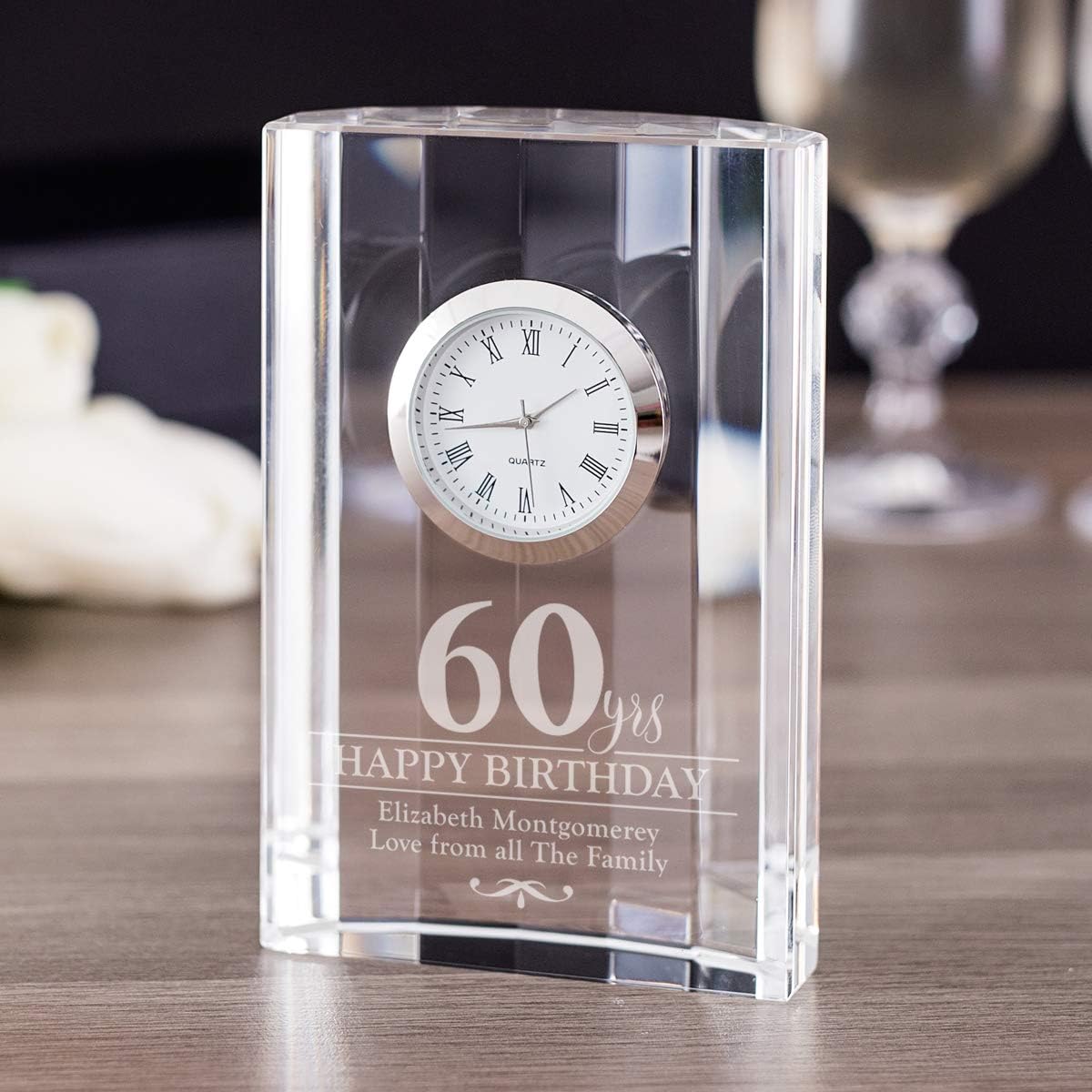 Engraved 60th Birthday Mantel Clock The stunning bevelled Engraved