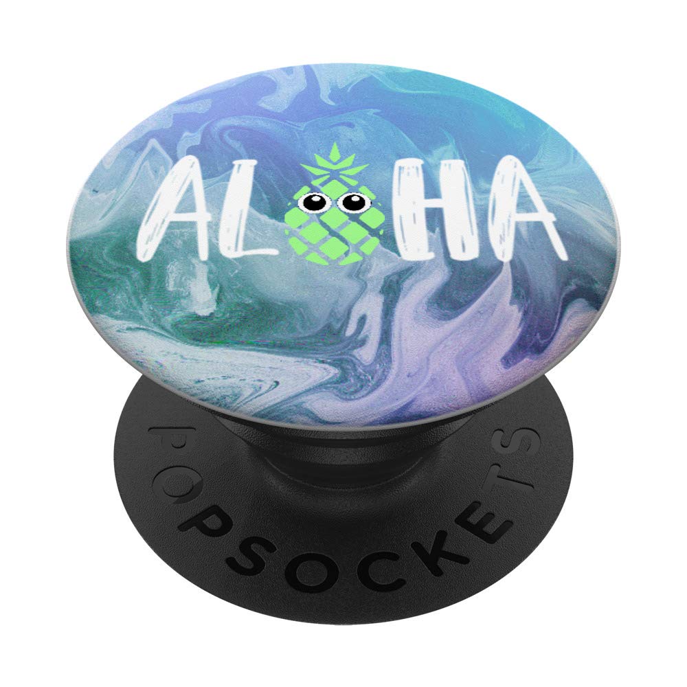 Aloha Pineapple Hawaii blue watercolor ocean pattern PopSockets PopGrip: Swappable Grip for Phones & Tablets