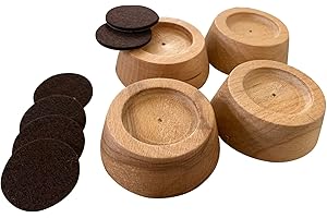 Prime Woodcraft Walnut Wood Furniture Risers - 1 Inch Height, 4 Risers, Natural - Premium Bed Risers for Cleaning and Convenience - Table Risers, Sofa Riser, Desk Riser for Home, Office