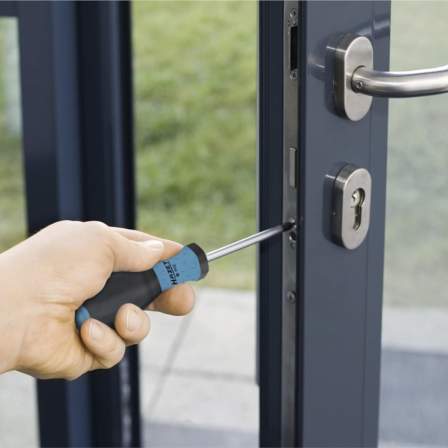 HAZET Schraubendreher-Satz 810SPC/6 I 6-teilig mit rutschfestem 3-Komponenten-Griff für hohe Kraftübertragung I mattverchromte Oberfläche, 4x Schlitz-Profil, 2x Kreuzschlitz-Profil 4