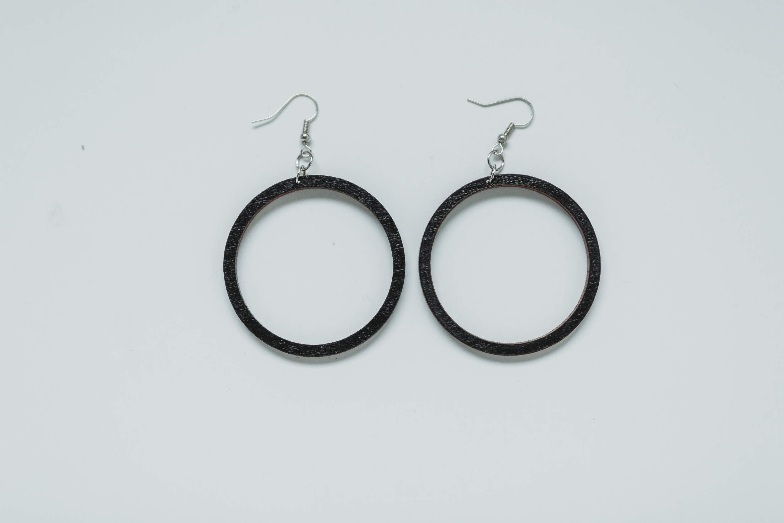 Black Wood Hoop Earrings from Natural Reclaimed Stained Maple
