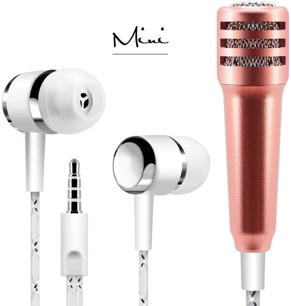 SRMAJI STORE Mini Karaoke Condenser Glowy 3.5 mm Jack Mic with Earphone Attached for IPhone IPad Android Phones Computer