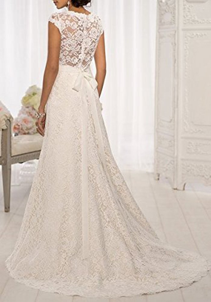 lace over satin wedding dress