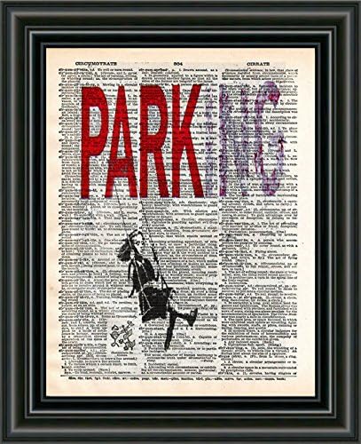 Banksy girl on swing, banksy Parking art, silhouette art