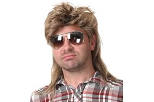 Kaneles Mullet Wigs for Men 80s Costumes Fancy Party Accessory Cosplay Halloween Wig (Light Brown)