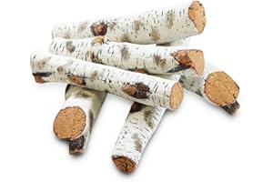 FORYEYC Gas Fireplace Log Set Ceramic White Birch for Indoor Insert, Vented, Propane, Electric Gas Fireplace, Linear Fire Pits Ceramic Fiber, Fireplace Decor Large Birch Logs for Smoke Hollow Grill, 6PCS