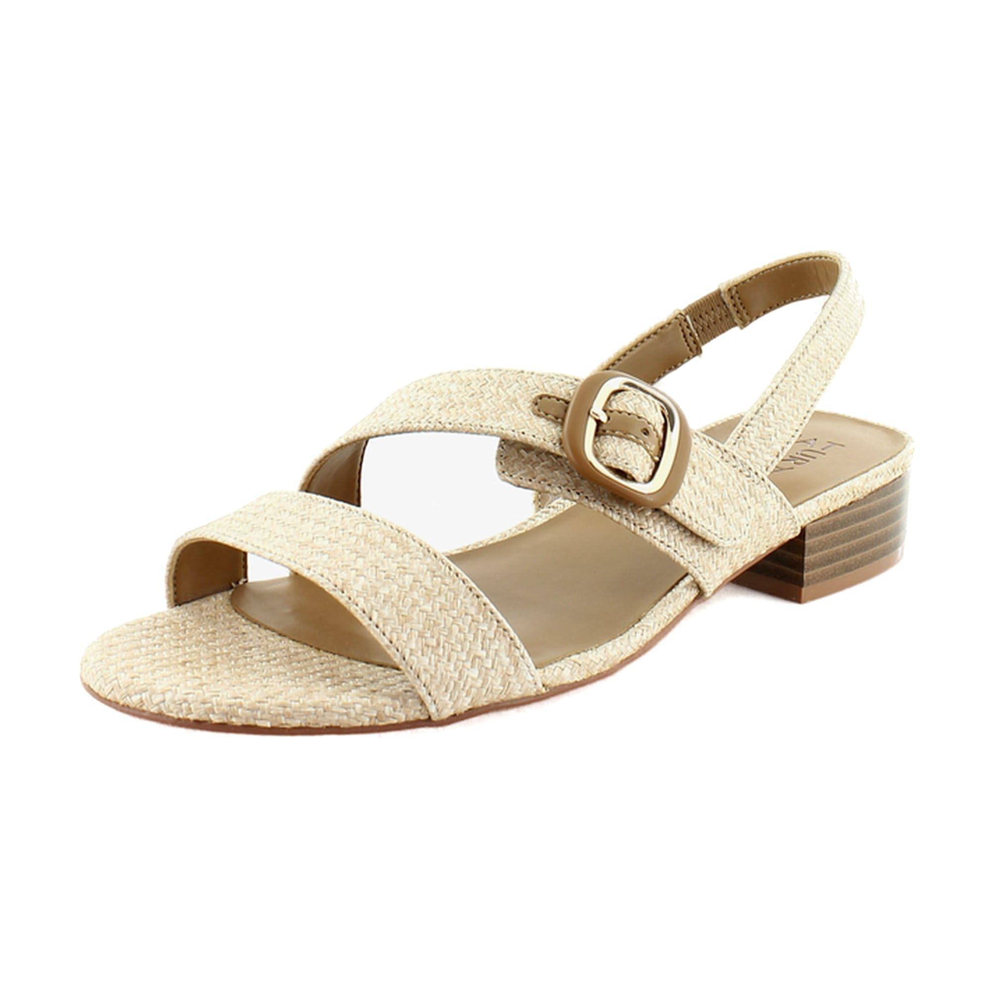 Naturalizer Womens Meesha Slingback Low Heel Sandal Wheat Tan Basketweave 5.5 M