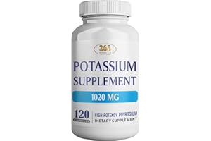 HEALTH LFE 365 Health Potassium Supplement 1020 mg | Potassium Bicarbonate | Non-GMO | Gluten Free | Made in USA | 120 Vegetarian Capsules