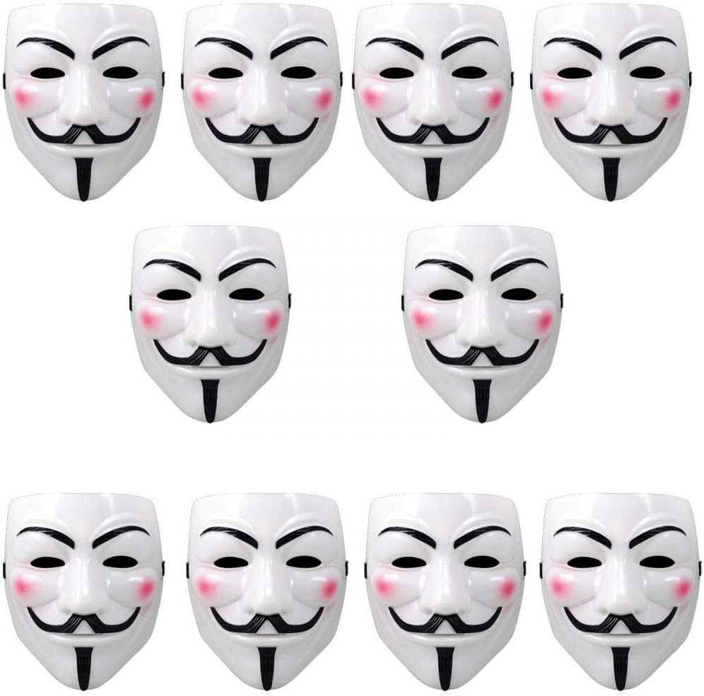White Anonymous Face Mask V for Vendetta Costume Purge Mask Halloween Prop LOT