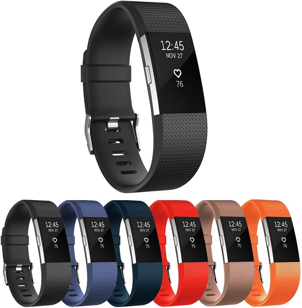 StrapsCo Silicone Watch Band Strap Compatible with Fitbit Charge 2