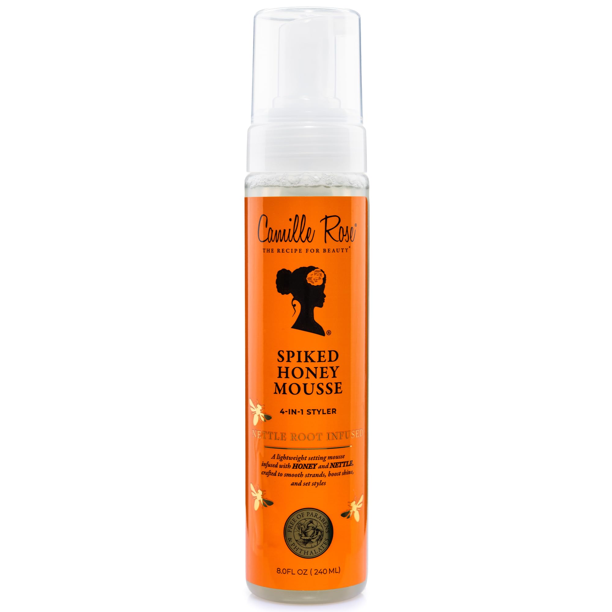 Camille Rose Spiked Honey Mousse – Curl Defining Styling Foam for Hair, Lightweight Hold, Controls Frizz & Enhances Shine 240 ml