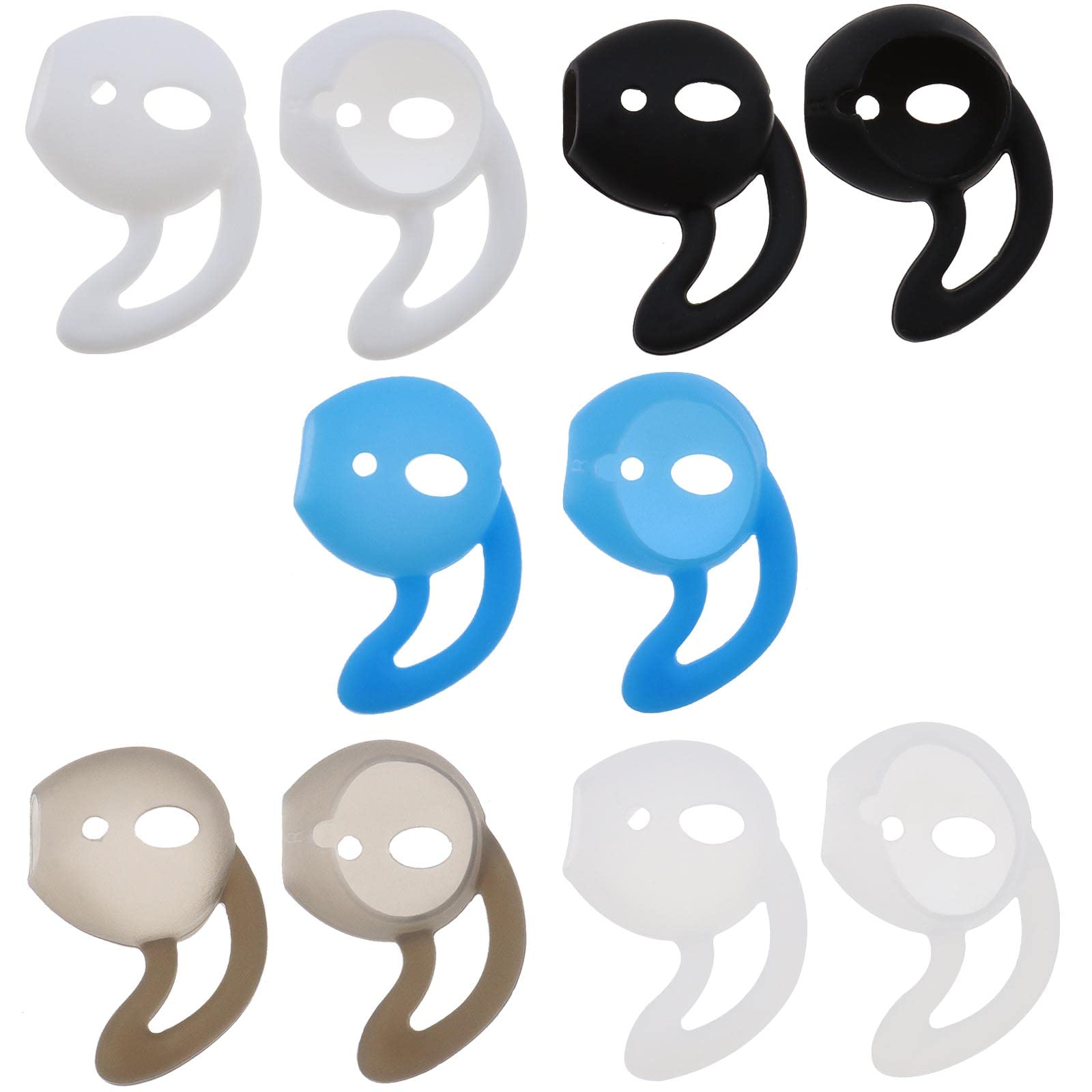 ECSiNG 5 Pairs of Earhooks Covers Silicone Antislip Anti-Lost Ear Tips Compatible with AirPods 2 & 1 EarPods Earbuds Accessories 5 Colors