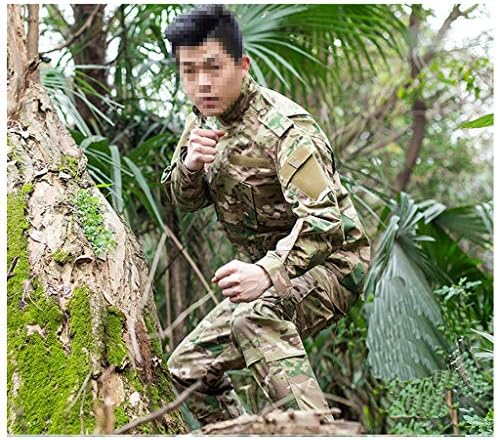 ALLIWEI Military Uniform Army Fan Equipped with Long sleeved Shirt and Multi Pocket Camouflage Pants Suitable for Casual Tactical Military Training Jungle Hidden Sports Camouflage Hunting Suit