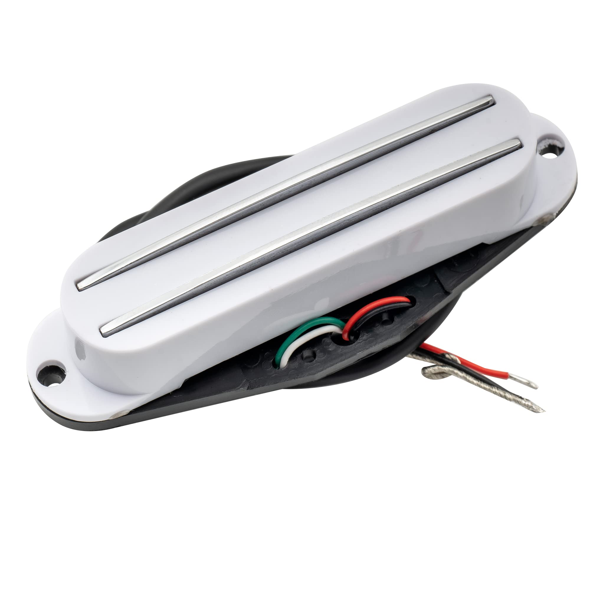 Musiclily Dual Hot Rail High Output Guitar Single Coil Sized Humbucker Pickups for Fender Squier Strat, White
