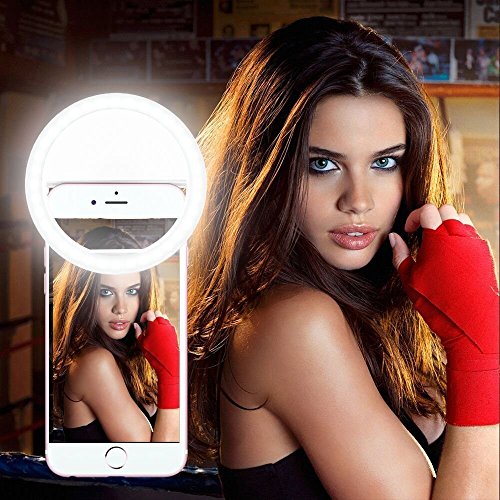 Efanr Selfie Ring Light, USB Rechargeable 36 LED Clip On Cell Phone Camera Light Fill-in Lighting Spotlight for iPhone X 8 7 7 Plus 6 6S Plus iPad Samsung Galaxy HTC LG Smartphones (RK12 Black)